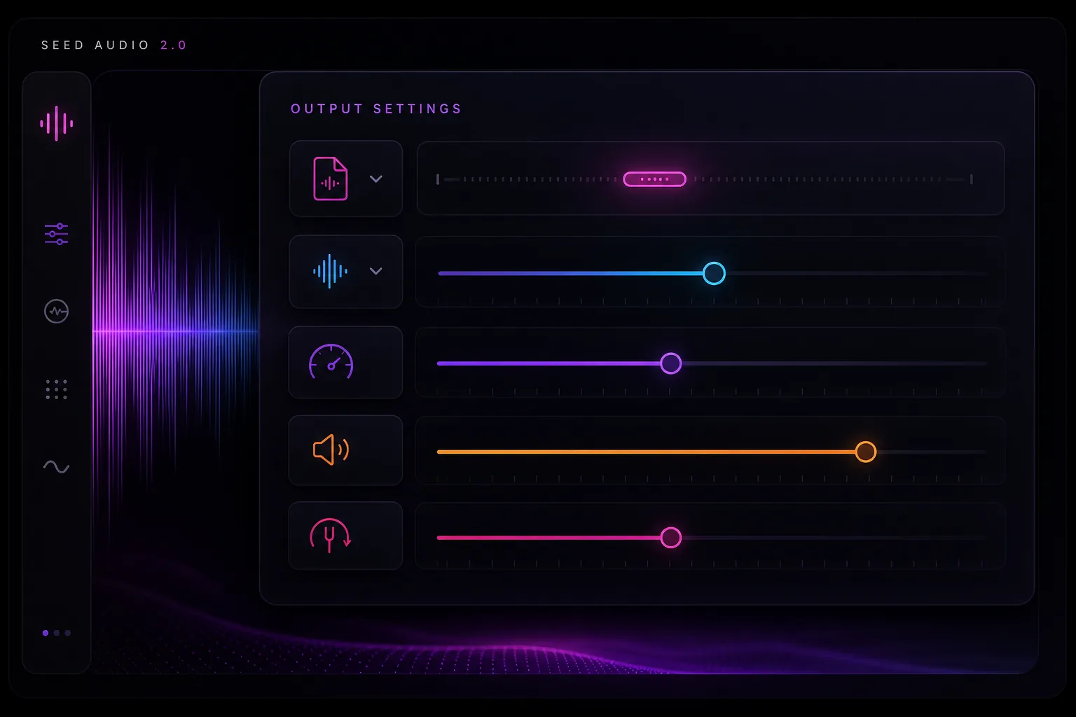 Choose output settings in Seed Audio 2.0